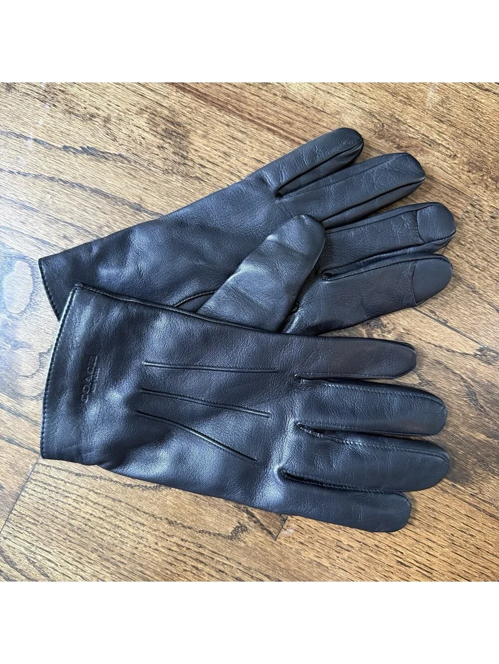 Coach Black Leather Gloves Women’s Large L Touchscreen Winter Cold Weather